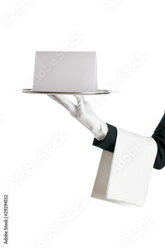 Photo: Waiter with blank sign Waiter with blank sign