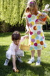 Boy and girl playing in the yard