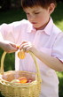 Little boy with Easter egg basket