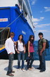 Group of friends in front of ferry Group of friends in front of ferry