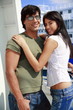 Young couple in front of ferry