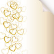Romantic background with golden chains and hearts