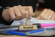 Stempel mit Hand und Haushalt Stempel mit Hand und Haushalt