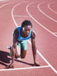 Racer at start line on track