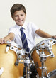 A student in music class