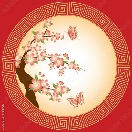 Butterfly Wallpaper on Oriental Cherry Blossom With Butterfly Wallpaper Meikis 29307912