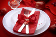 Romantic Dinner. Place setting for Valentine's Day