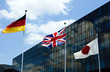Flags with Corporate Building
