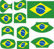 Brasil flag set isolated on white - vector