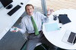 Happy businessman with euros