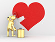 Men, drawing heart on the wall Men, drawing heart on the wall