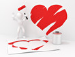 Men, drawing heart on the wall Men, drawing heart on the wall