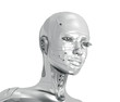 Feminine silver cyborg