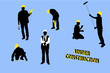 Isolated builders silhouettes on blue background Isolated builders silhouettes on blue background