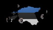 euro symbols rotating round Estonia map flag animation
