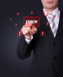 Man pressing ERROR button Man pressing ERROR button