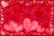 Red Valentine's Day background with painted hearts
