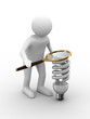 Man with magnifier on white background. Isolated 3D image Man with magnifier on white background. Isolated 3D image