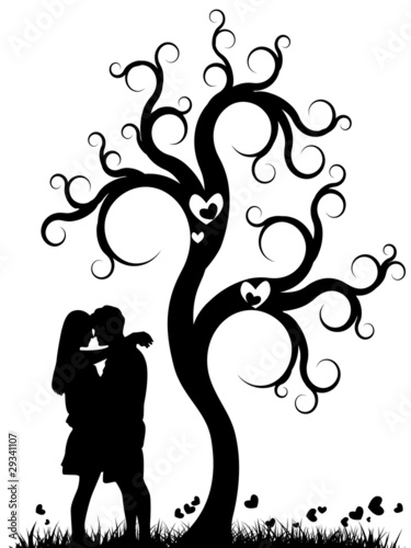 couple kissing silhouette image. Silhouette of a couple kissing