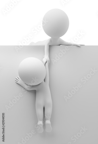 Illustration: 3d small people - help to the friend 3d small people - help to the friend