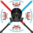 lightsabers and helmet