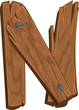 wooden alphabet - letter N on white  background