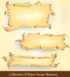 a set of ripped ancient fable banners drawn in cartoon style