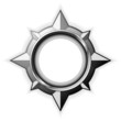 Steel detailed compass rose isolated on white
