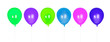 Six colorful balloons inflated