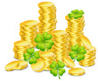 Golden coins with clover