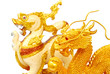 Golden and Lion statue isolated Golden and Lion statue isolated