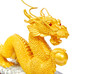 Golden dragon statue isolated