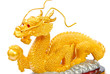 Golden dragon statue isolated