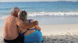 Elderly woman and man looking at the horizon