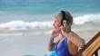 Mature woman listening to music