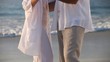 Elderly couple dancing together