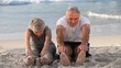 Elderly couple doing flexibility exercices