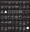 Textilpflegesymbole Waschen, Reinigen, Trocknen, Glätten