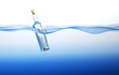 Bottle in the Ocean. 3d rendering