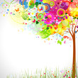 summer composition with multicolor tree