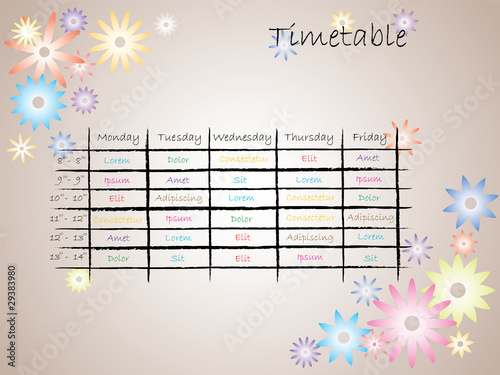 Empty school timetable
