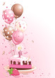 Slice Of  Birthday Cake With Balloons
