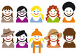 woman faces and hair style, vector