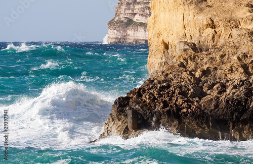 Photo: Sea wave breaking against cliff Sea wave breaking against cliff