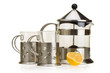 set for tea from a glass and metal