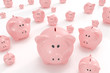 Bunch of different sized piggy banks