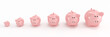 Piggy bank family going from the smallest to the biggest