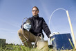 Photo: Taking samples of the soil and groundwater, environmental resear Taking samples of the soil and groundwater, environmental resear