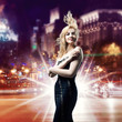 girl over night city background girl over night city background