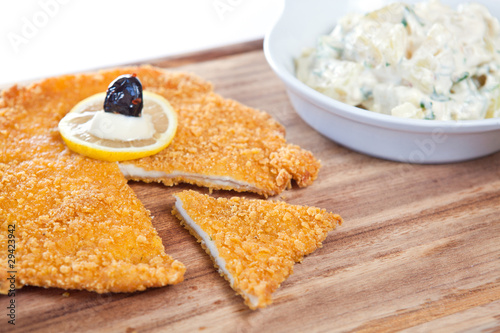 Photo: Chicken schnitzel with sauce Chicken schnitzel with sauce